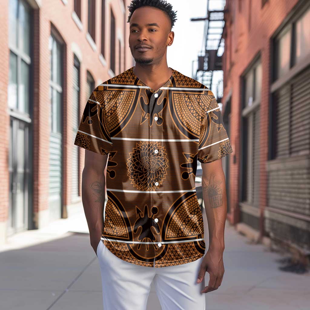 Basotho Blanket Baseball Jersey Lesotho Seanamarena Heritage - Orange - African Pride