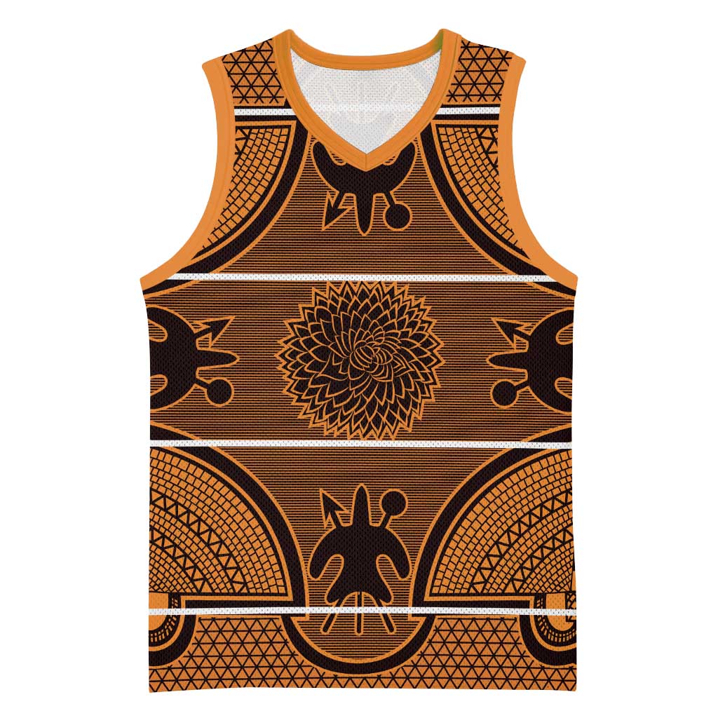 Basotho Blanket Basketball Jersey Lesotho Seanamarena Heritage - Orange LT15