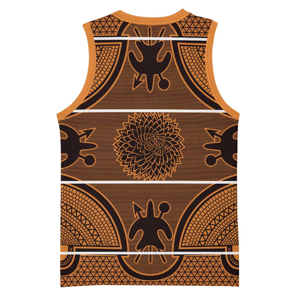 Basotho Blanket Basketball Jersey Lesotho Seanamarena Heritage - Orange LT15