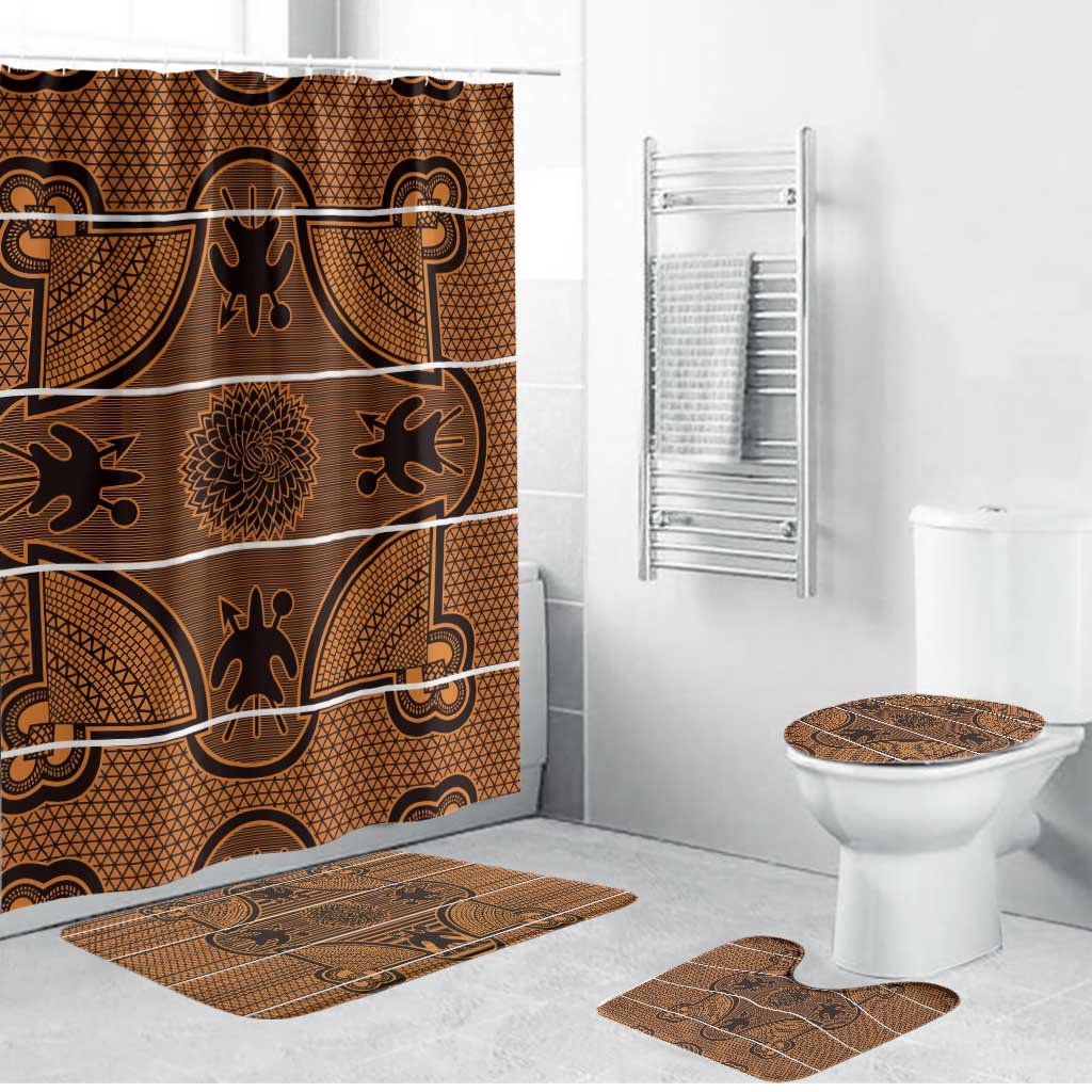 Lesotho Seanamarena Bathroom Set Basotho Traditional Blanket Style - Orange