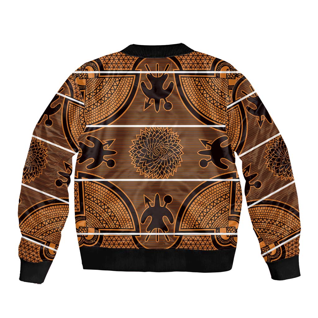 Basotho Blanket Bomber Jacket Lesotho Seanamarena Heritage - Orange - African Pride