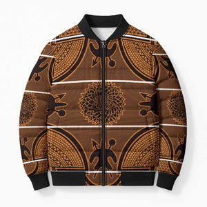 Lesotho Seanamarena Bomber Puffer Jacket Basotho Traditional Blanket Style - Orange