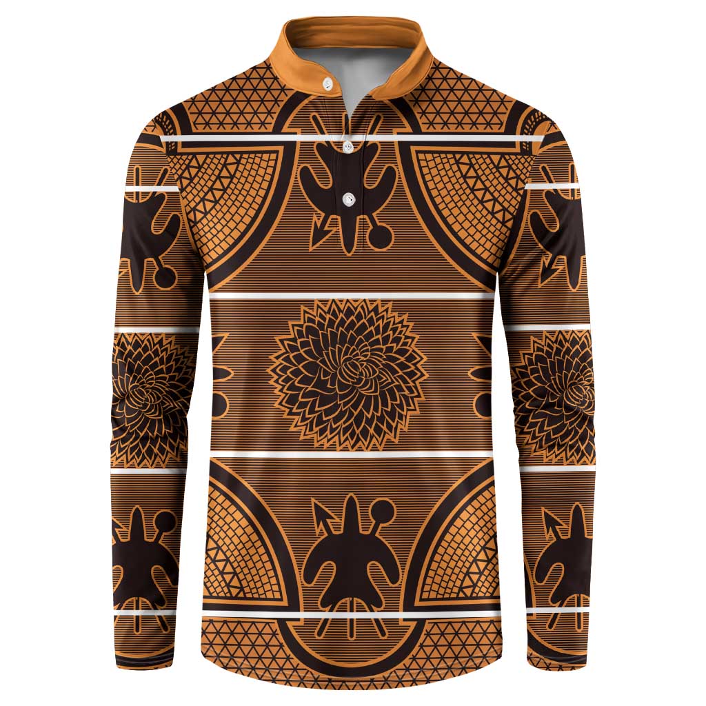 Lesotho Seanamarena Button Sweatshirt Basotho Traditional Blanket Style - Orange