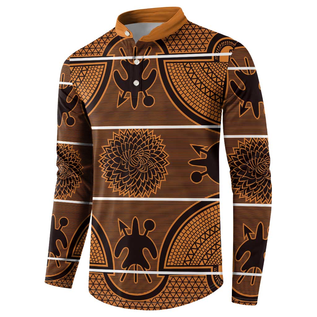 Lesotho Seanamarena Button Sweatshirt Basotho Traditional Blanket Style - Orange