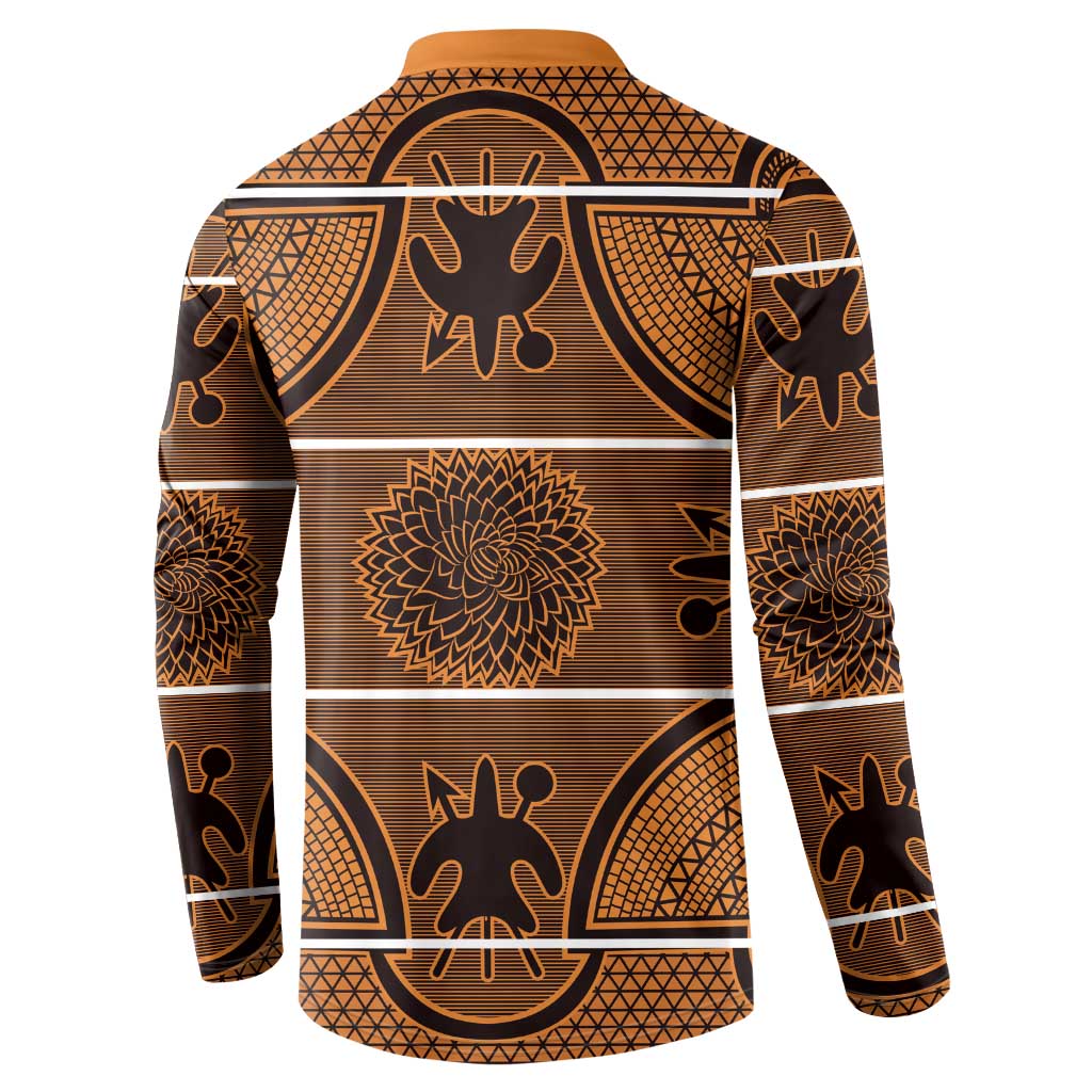 Lesotho Seanamarena Button Sweatshirt Basotho Traditional Blanket Style - Orange