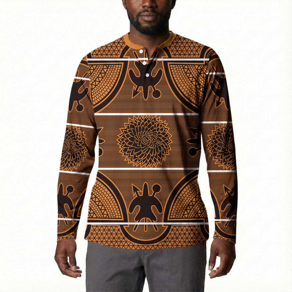 Lesotho Seanamarena Button Sweatshirt Basotho Traditional Blanket Style - Orange