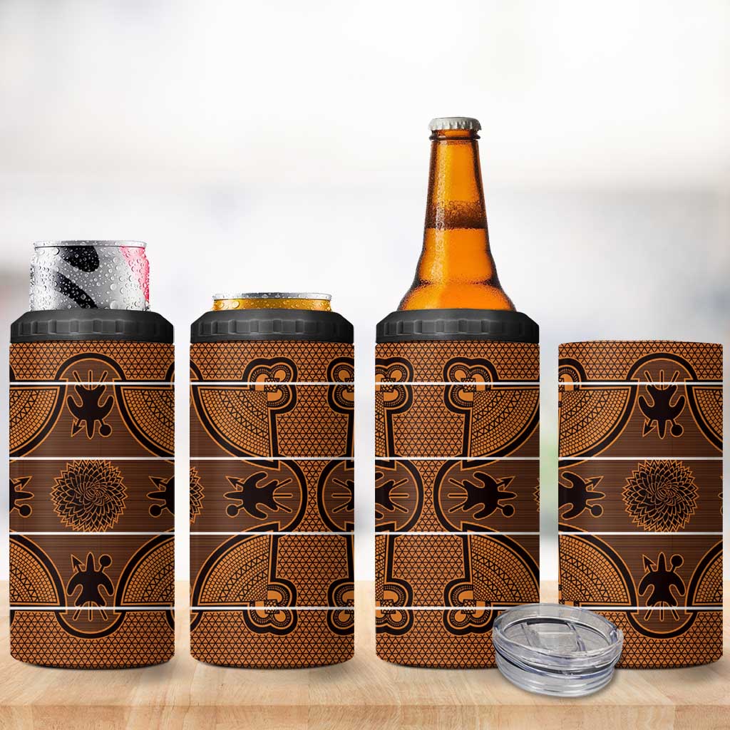 Basotho Blanket 4 in 1 Can Cooler Tumbler Lesotho Seanamarena Heritage - Orange - African Pride
