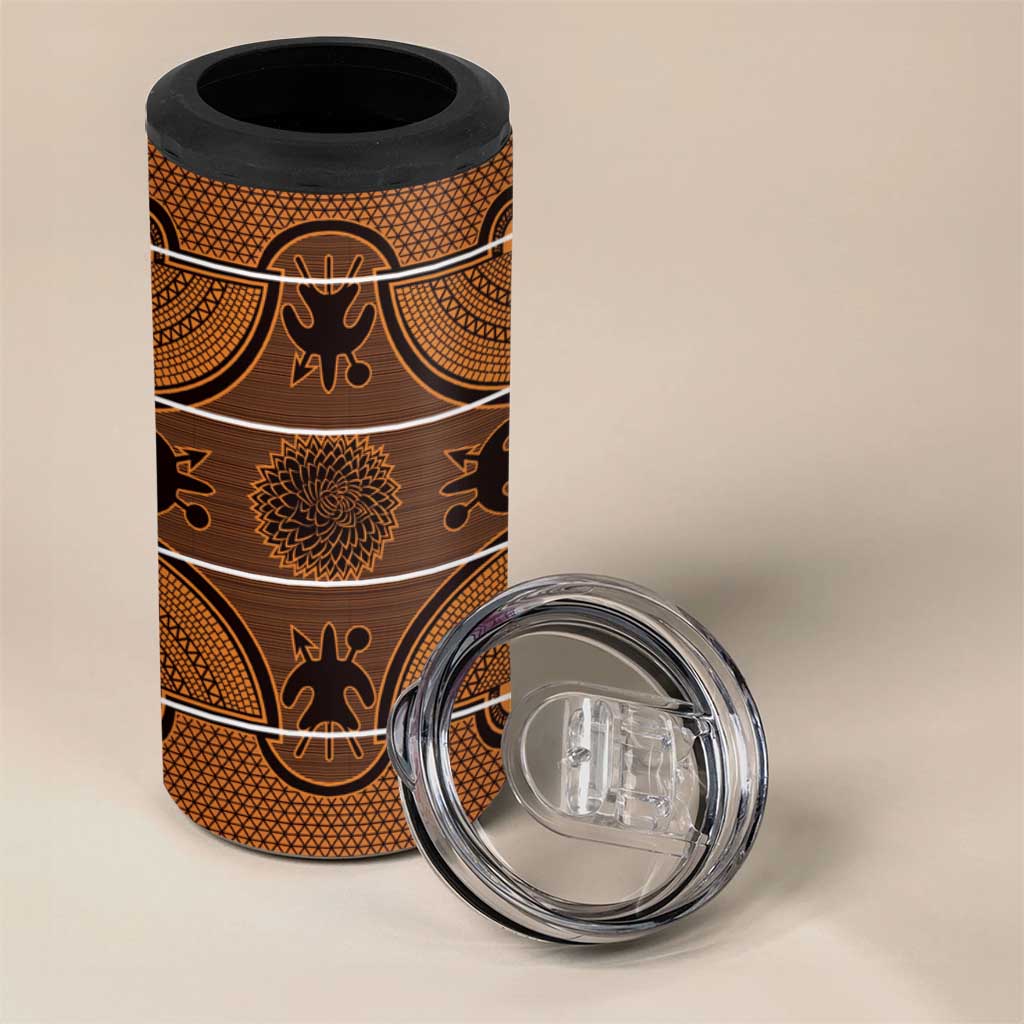 Basotho Blanket 4 in 1 Can Cooler Tumbler Lesotho Seanamarena Heritage - Orange - African Pride