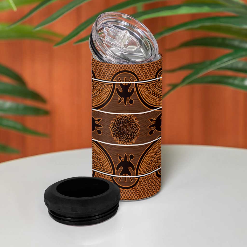 Basotho Blanket 4 in 1 Can Cooler Tumbler Lesotho Seanamarena Heritage - Orange - African Pride