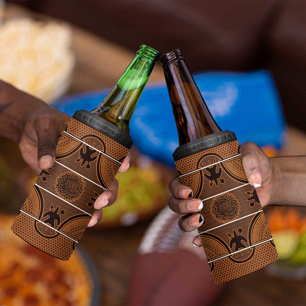 Basotho Blanket 4 in 1 Can Cooler Tumbler Lesotho Seanamarena Heritage - Orange - African Pride