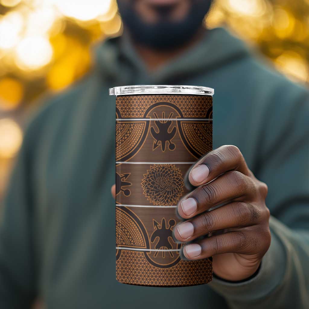 Basotho Blanket 4 in 1 Can Cooler Tumbler Lesotho Seanamarena Heritage - Orange - African Pride