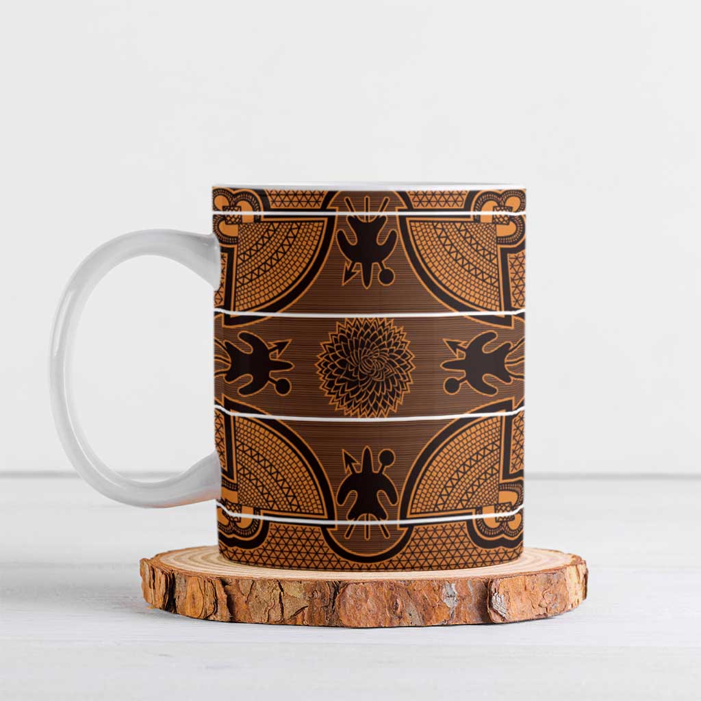 Lesotho Seanamarena Ceramic Mug Basotho Traditional Blanket Style - Orange