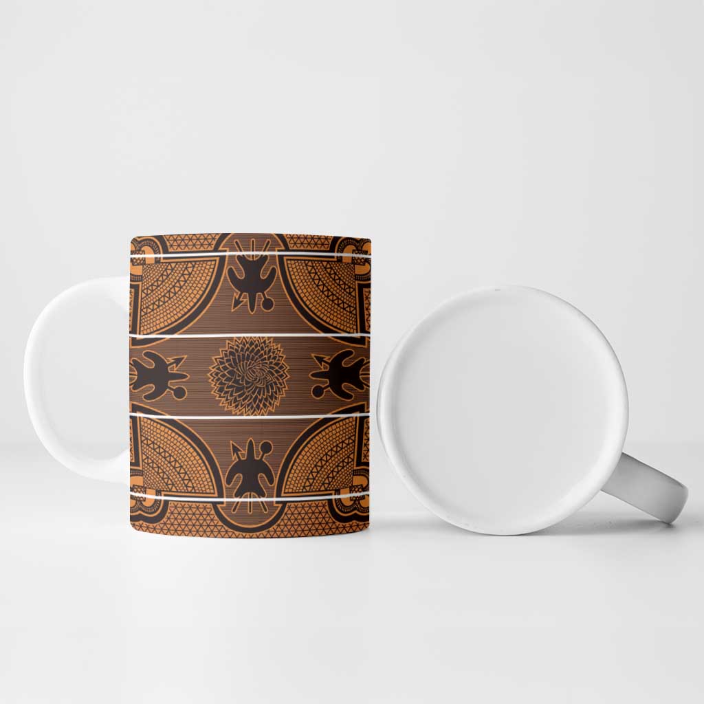 Lesotho Seanamarena Ceramic Mug Basotho Traditional Blanket Style - Orange