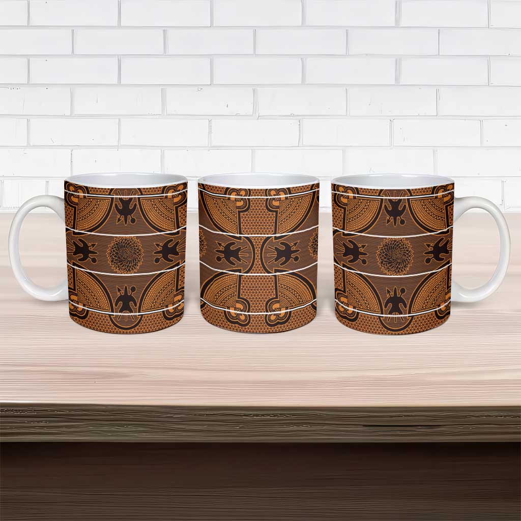 Lesotho Seanamarena Ceramic Mug Basotho Traditional Blanket Style - Orange