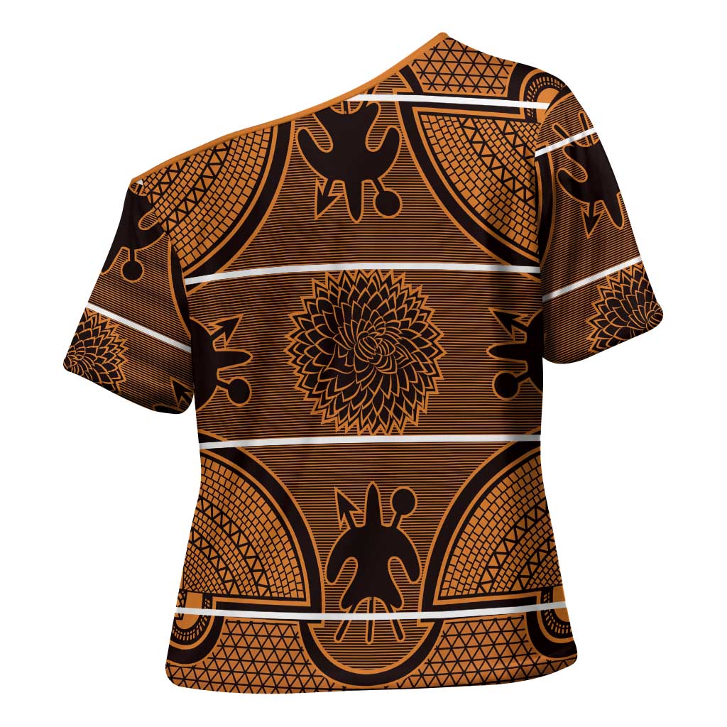 Lesotho Seanamarena Cross Shoulder Shirt Basotho Traditional Blanket Style - Orange