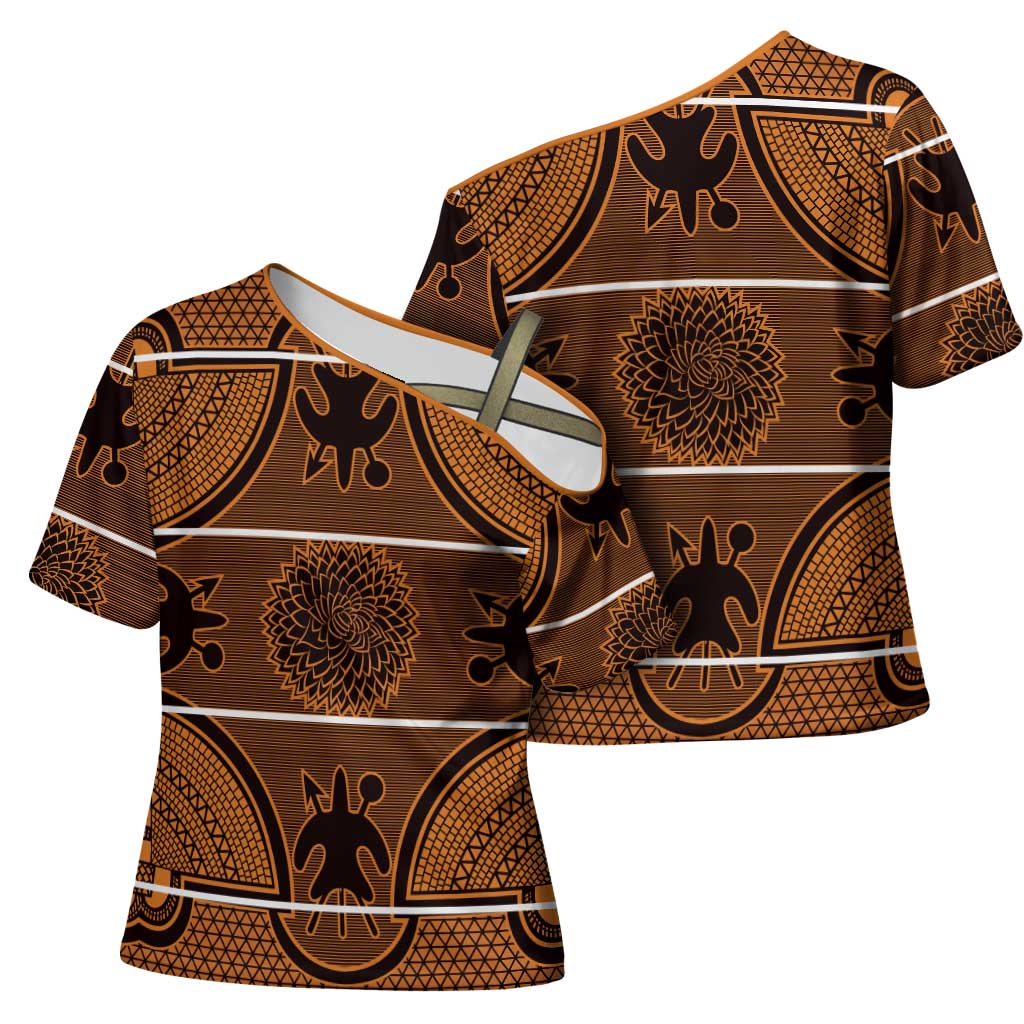 Lesotho Seanamarena Cross Shoulder Shirt Basotho Traditional Blanket Style - Orange