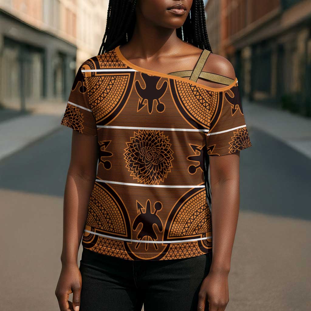 Lesotho Seanamarena Cross Shoulder Shirt Basotho Traditional Blanket Style - Orange