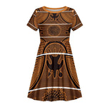 Basotho Blanket Kid Short Sleeve Dress Lesotho Seanamarena Heritage - Orange - African Pride