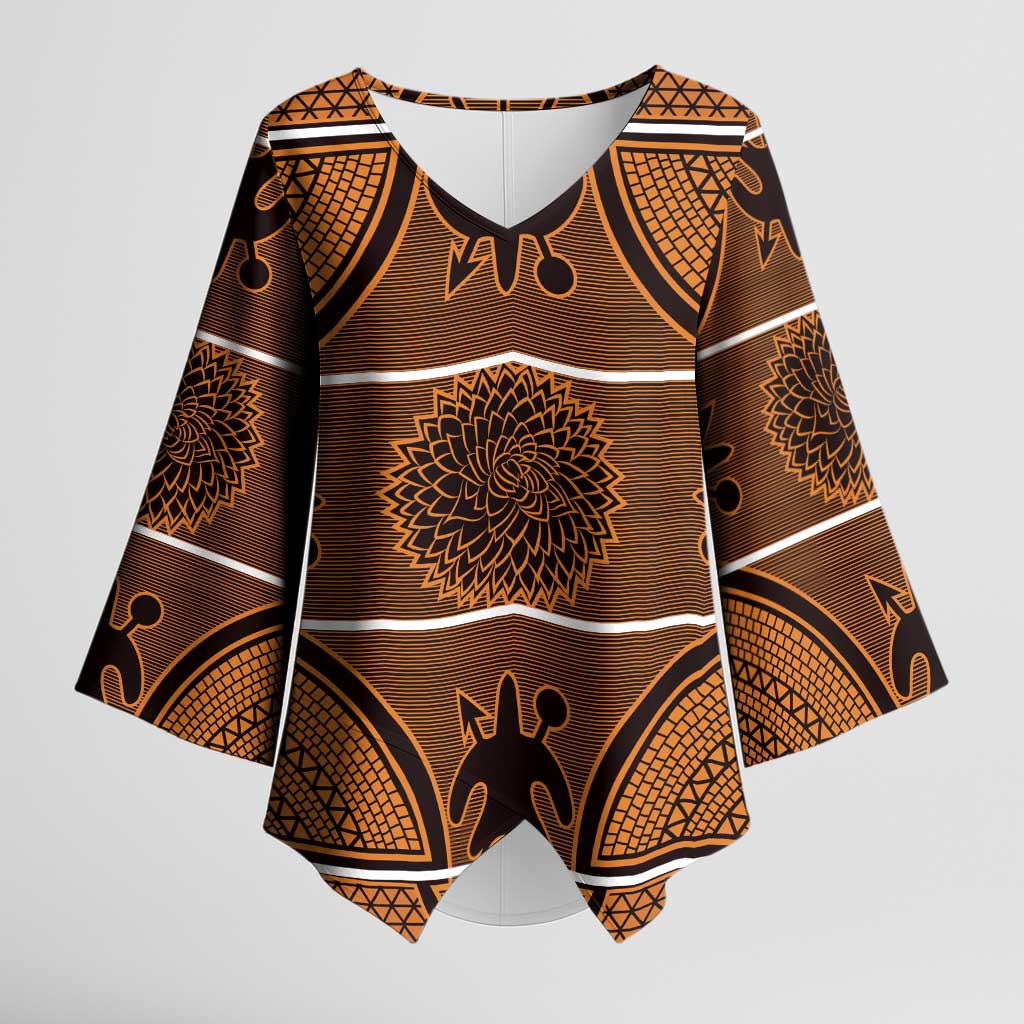 Lesotho Seanamarena Kimono Sleeve Blouse Basotho Traditional Blanket Style - Orange