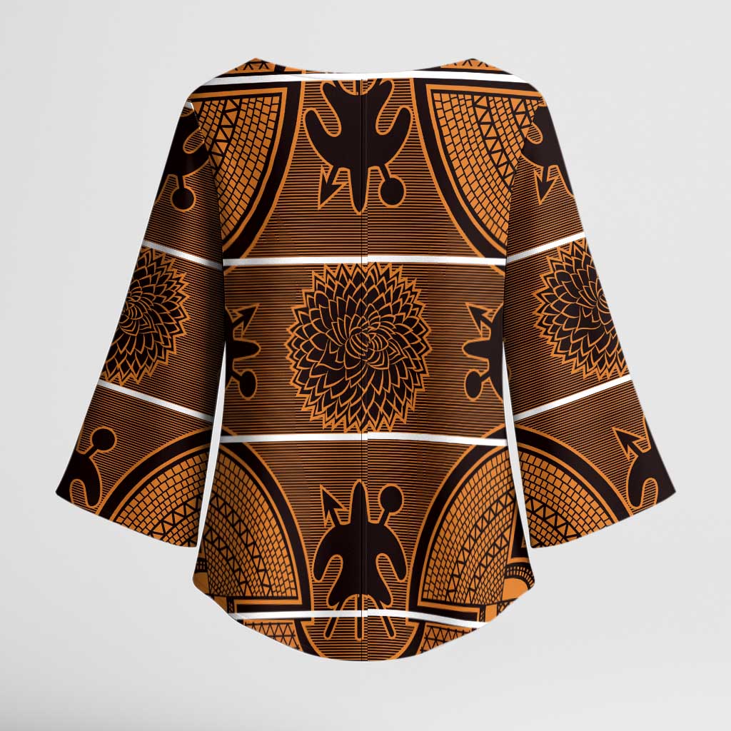 Lesotho Seanamarena Kimono Sleeve Blouse Basotho Traditional Blanket Style - Orange