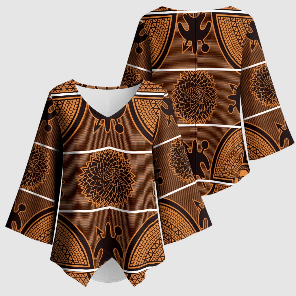 Lesotho Seanamarena Kimono Sleeve Blouse Basotho Traditional Blanket Style - Orange