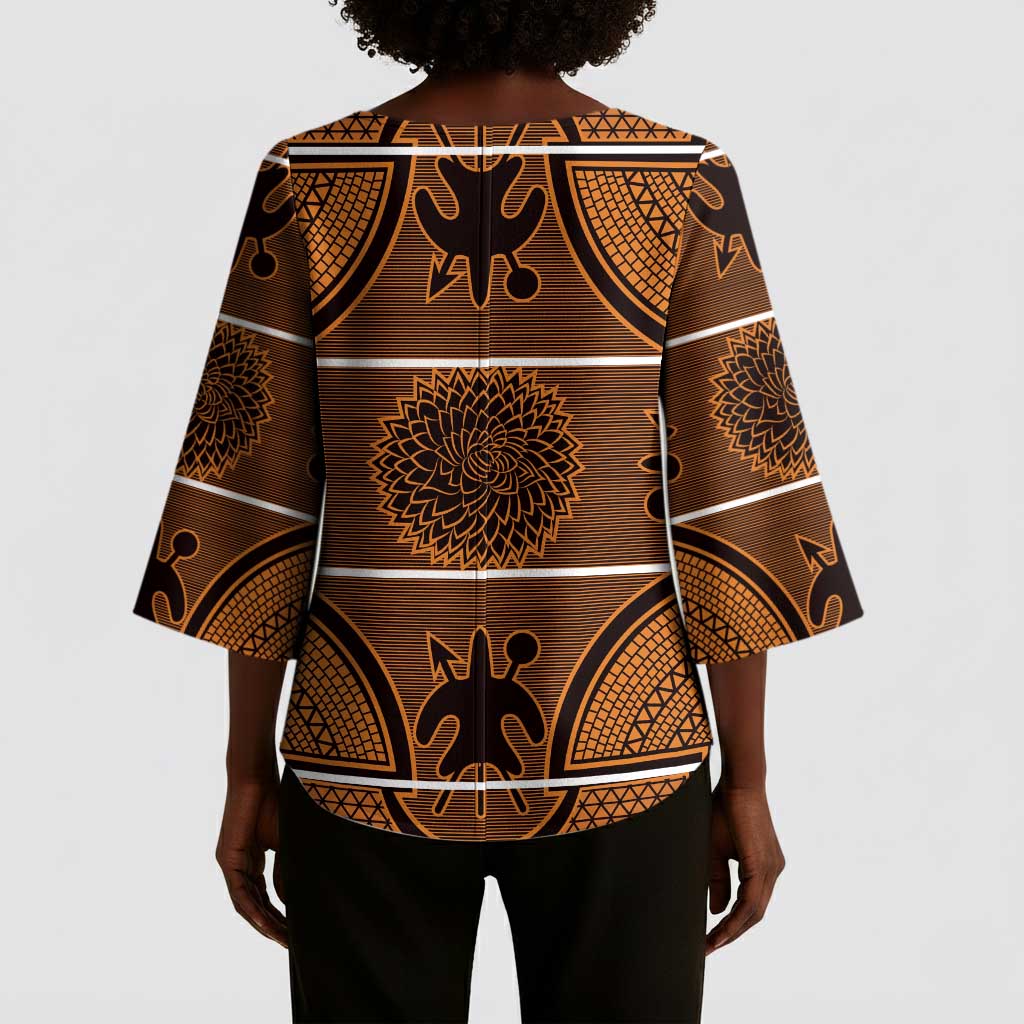 Lesotho Seanamarena Kimono Sleeve Blouse Basotho Traditional Blanket Style - Orange