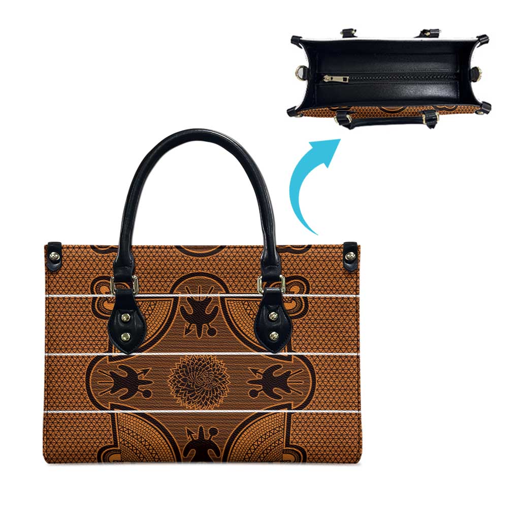 Lesotho Seanamarena Leather Bag Basotho Traditional Blanket Style - Orange