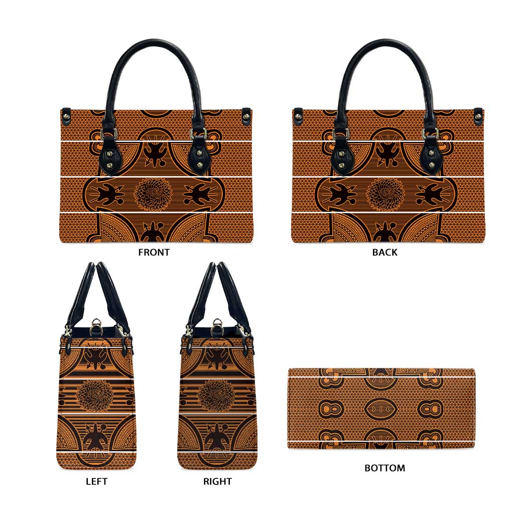 Lesotho Seanamarena Leather Bag Basotho Traditional Blanket Style - Orange