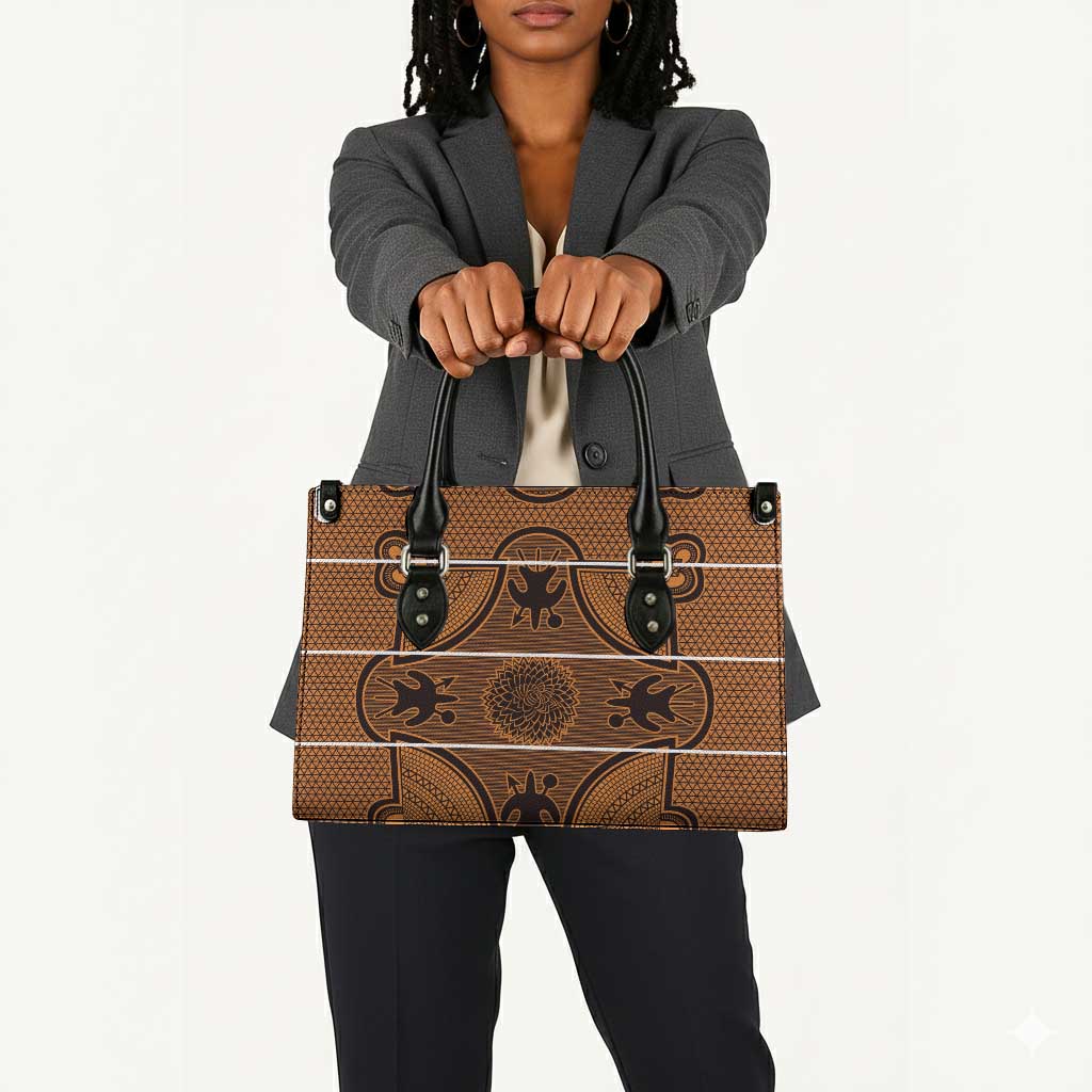Lesotho Seanamarena Leather Bag Basotho Traditional Blanket Style - Orange