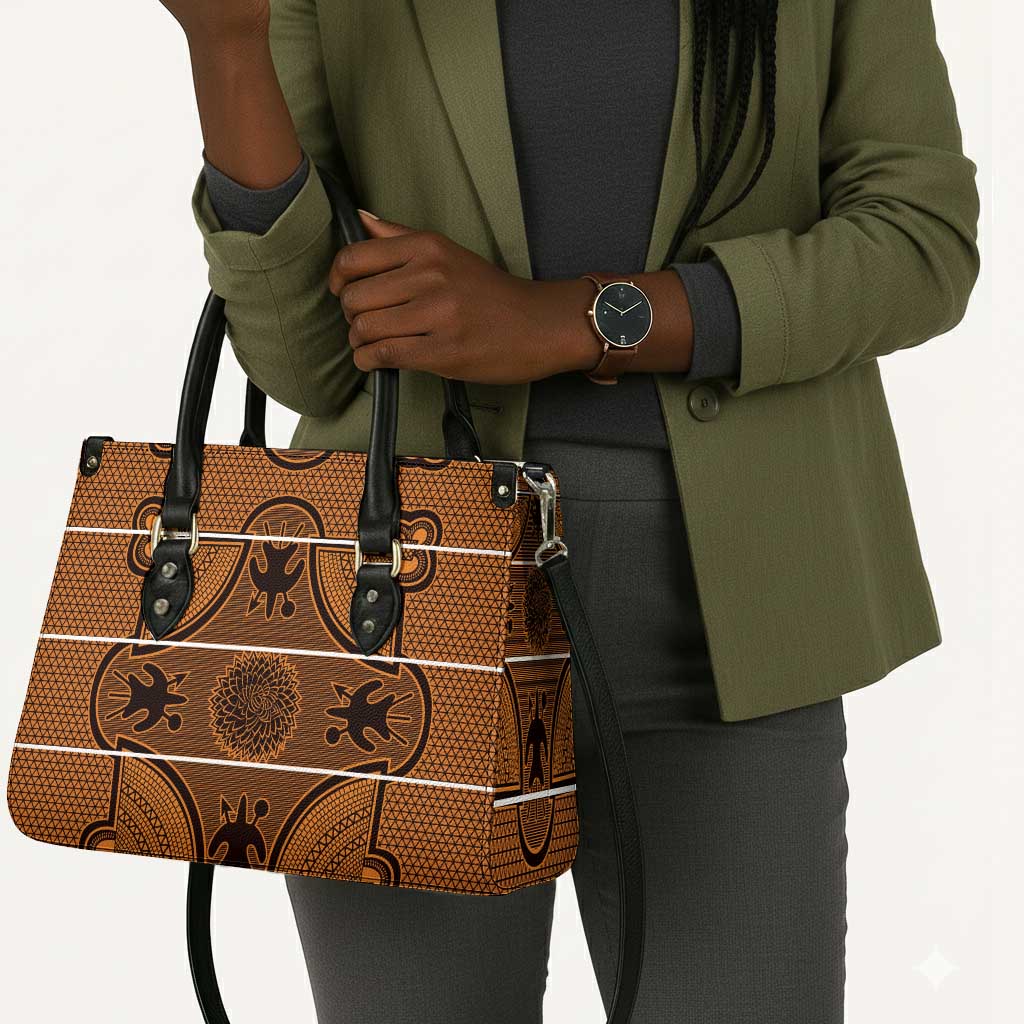 Lesotho Seanamarena Leather Bag Basotho Traditional Blanket Style - Orange
