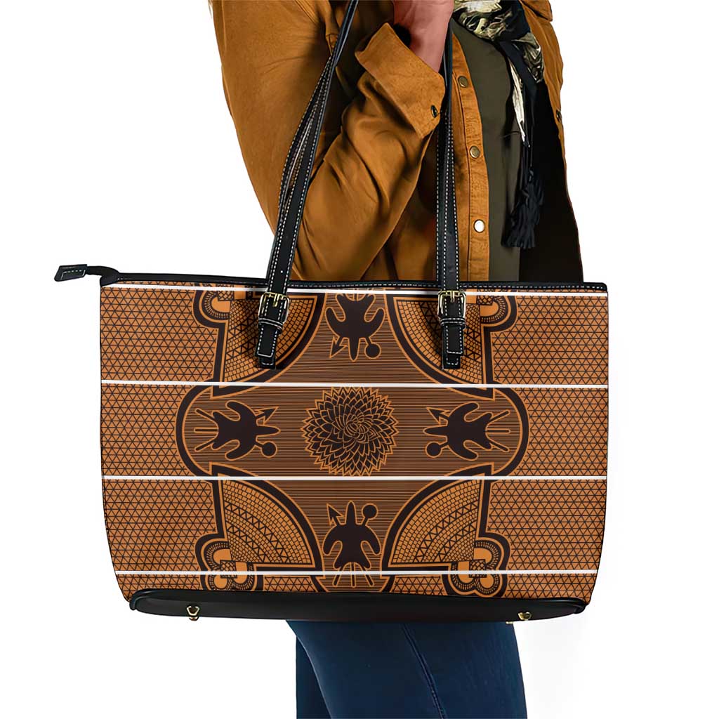 Basotho Blanket Leather Tote Bag Lesotho Seanamarena Heritage - Orange - African Pride