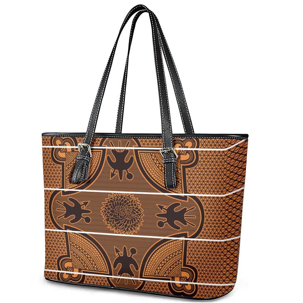Basotho Blanket Leather Tote Bag Lesotho Seanamarena Heritage - Orange - African Pride