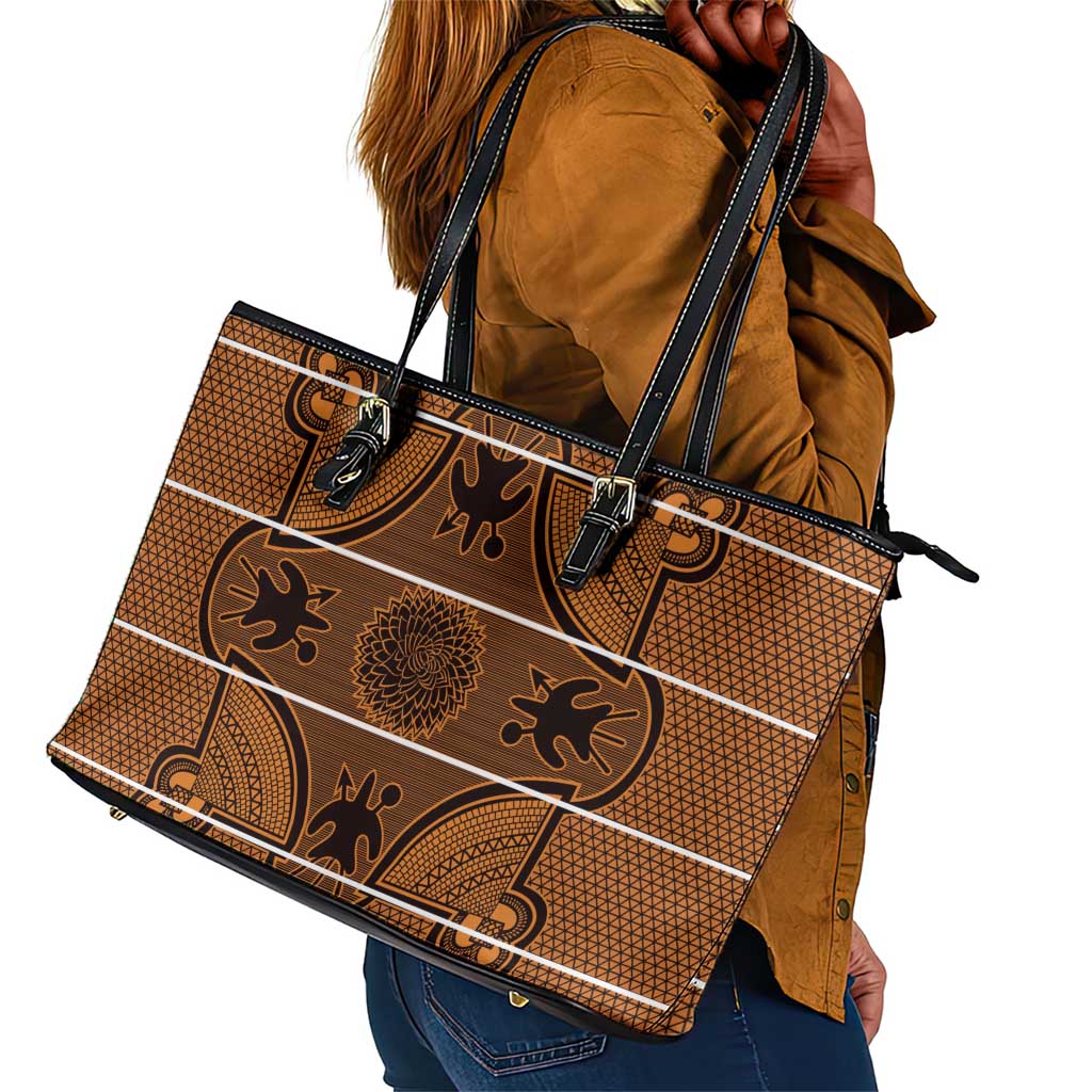 Basotho Blanket Leather Tote Bag Lesotho Seanamarena Heritage - Orange - African Pride