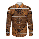 Basotho Blanket Long Sleeve Button Shirt Lesotho Seanamarena Heritage - Orange - African Pride