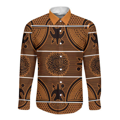 Basotho Blanket Long Sleeve Button Shirt Lesotho Seanamarena Heritage - Orange - African Pride