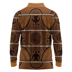 Basotho Blanket Long Sleeve Polo Shirt Lesotho Seanamarena Heritage - Orange - African Pride
