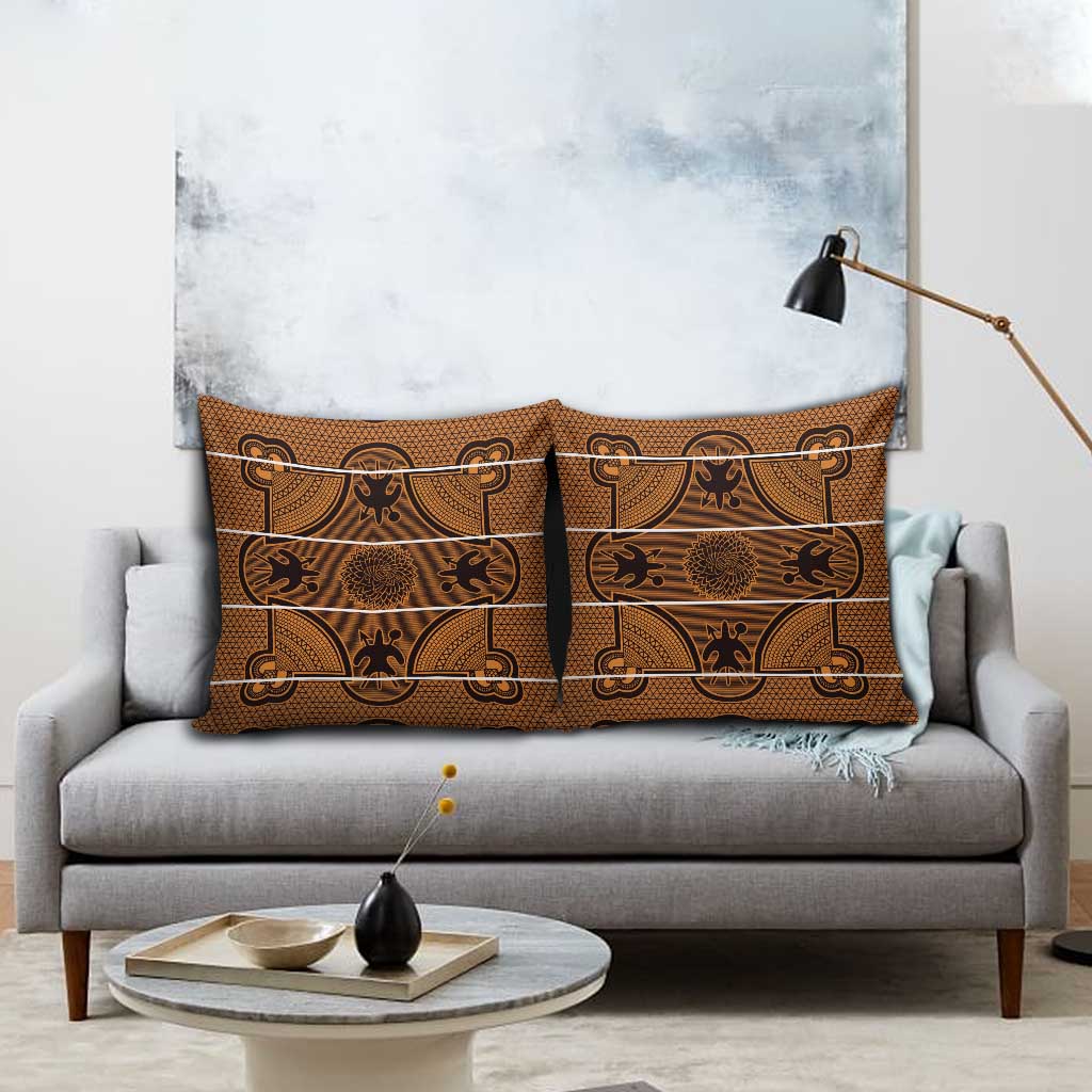 Lesotho Seanamarena Pillow Cover Basotho Traditional Blanket Style - Orange