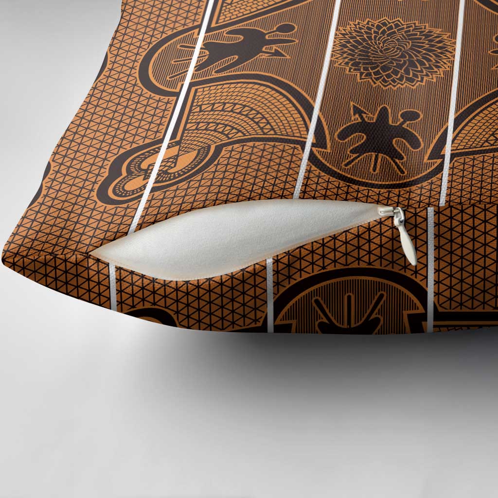 Lesotho Seanamarena Pillow Cover Basotho Traditional Blanket Style - Orange