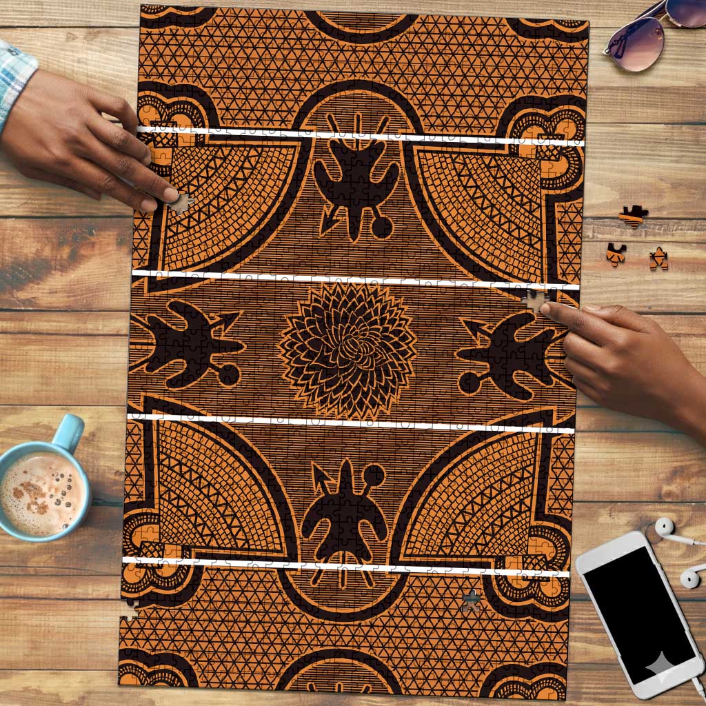 Lesotho Seanamarena Puzzle Basotho Traditional Blanket Style - Orange