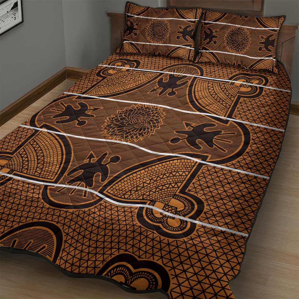 Basotho Blanket Quilt Bed Set Lesotho Seanamarena Heritage - Orange - African Pride