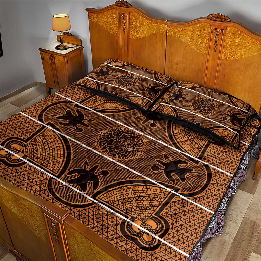 Basotho Blanket Quilt Bed Set Lesotho Seanamarena Heritage - Orange - African Pride
