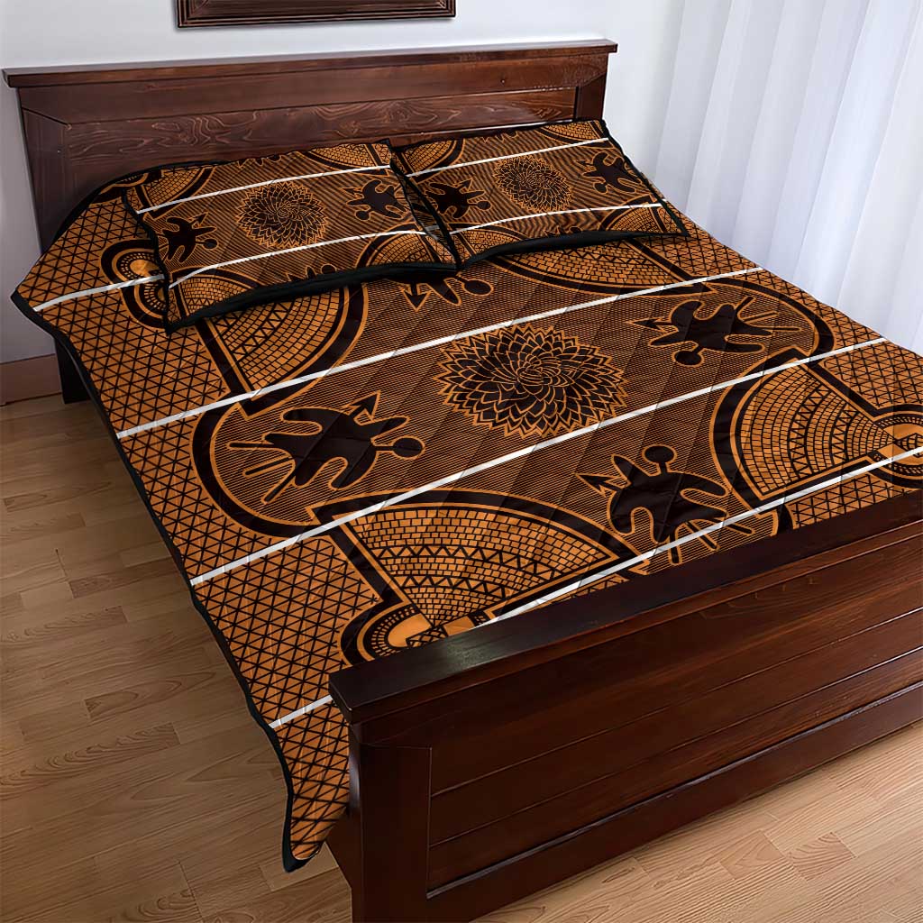 Basotho Blanket Quilt Bed Set Lesotho Seanamarena Heritage - Orange - African Pride