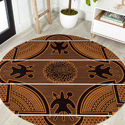 Basotho Blanket Round Carpet Lesotho Seanamarena Heritage - Orange - African Pride