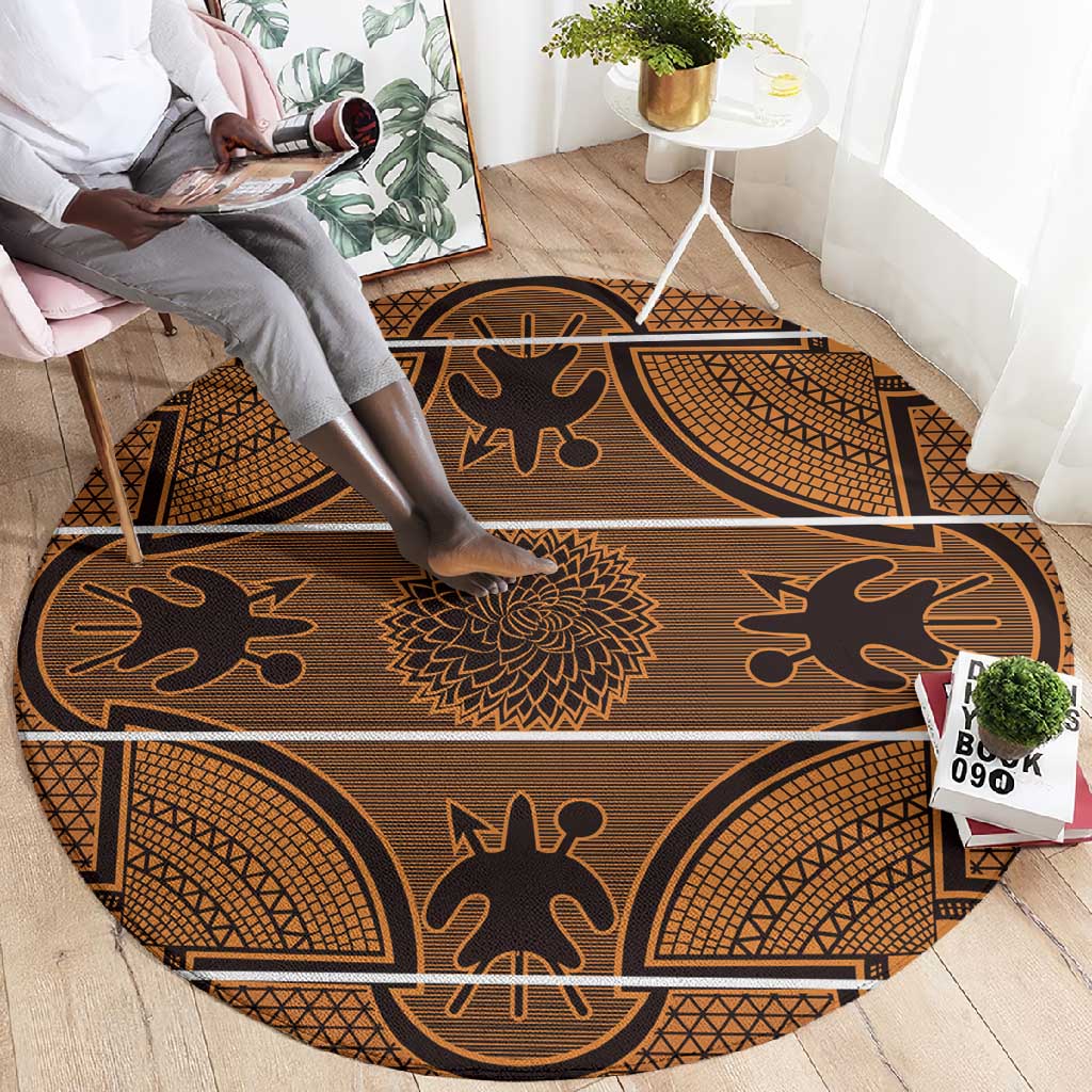 Basotho Blanket Round Carpet Lesotho Seanamarena Heritage - Orange - African Pride