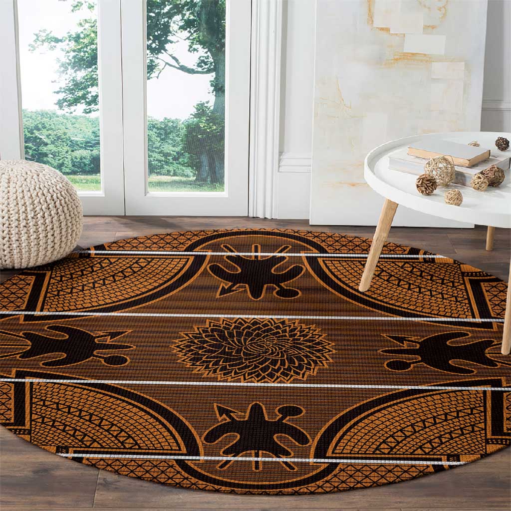 Basotho Blanket Round Carpet Lesotho Seanamarena Heritage - Orange - African Pride