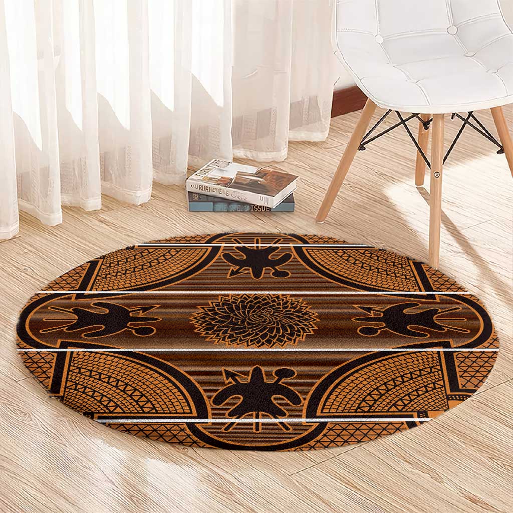 Basotho Blanket Round Carpet Lesotho Seanamarena Heritage - Orange - African Pride