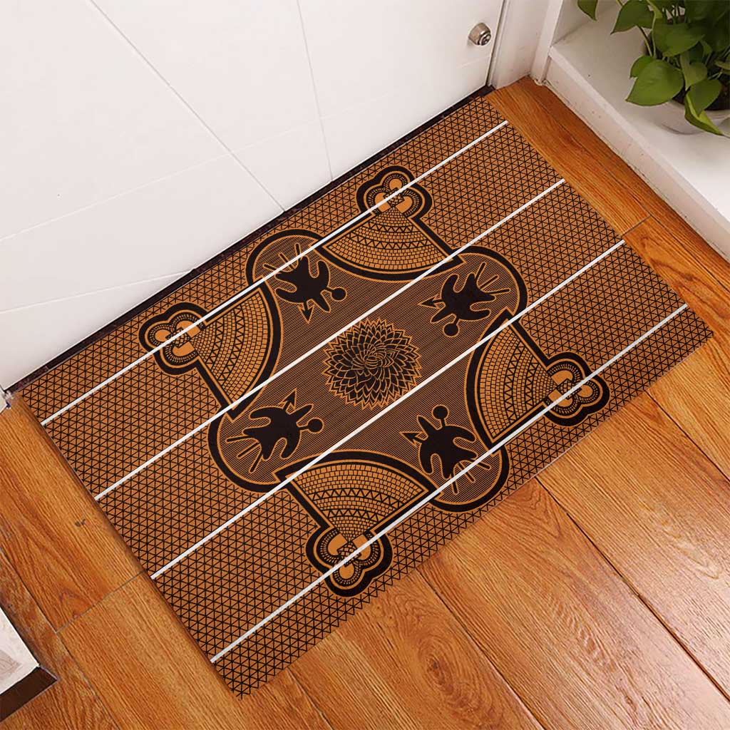 Basotho Blanket Rubber Doormat Lesotho Seanamarena Heritage - Orange - African Pride