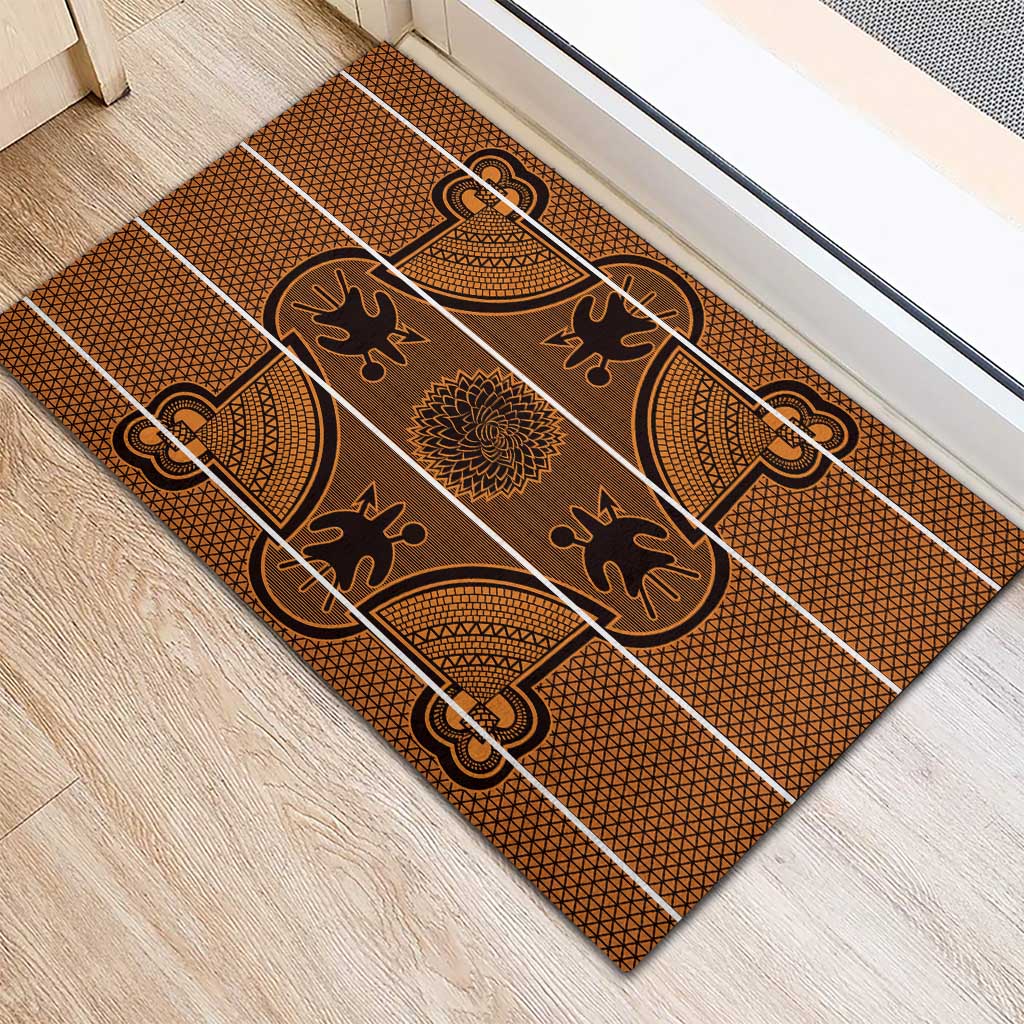 Basotho Blanket Rubber Doormat Lesotho Seanamarena Heritage - Orange - African Pride