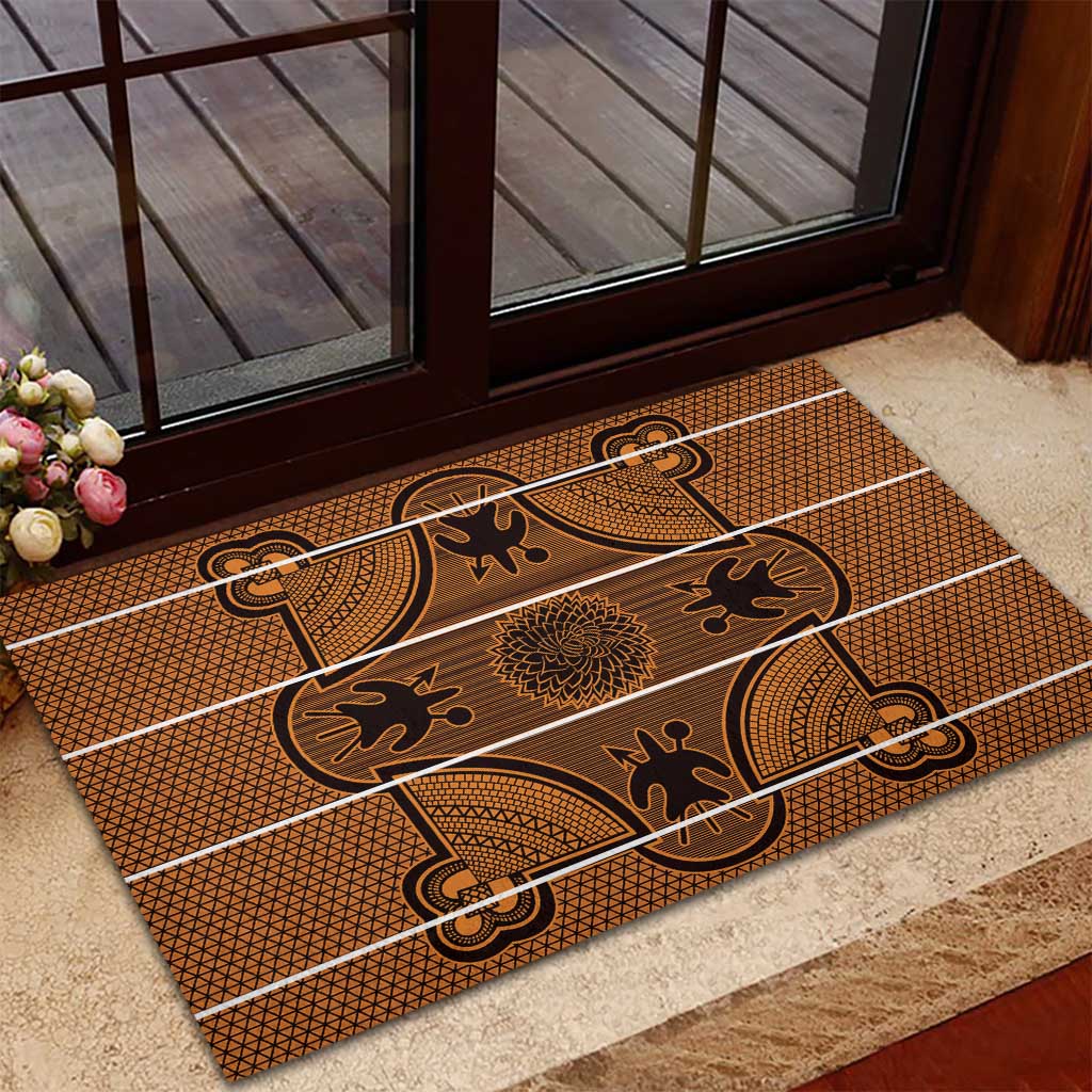 Basotho Blanket Rubber Doormat Lesotho Seanamarena Heritage - Orange - African Pride