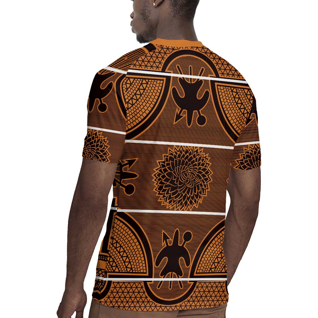Basotho Blanket Rugby Jersey Lesotho Seanamarena Heritage - Orange - African Pride